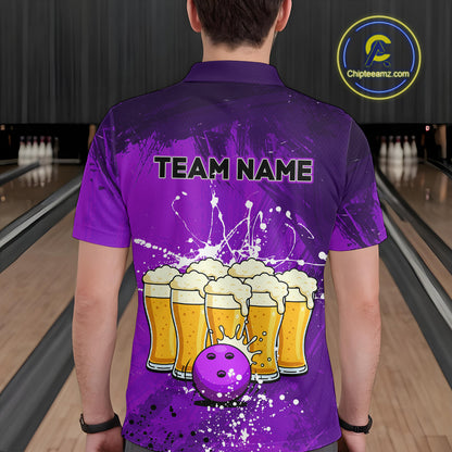 Beer Bowling Shirts Team Women Men Custom Purple Bowling Jersey Bowl League MBL249