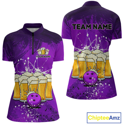 Beer Bowling Shirts Team Women Men Custom Purple Bowling Jersey Bowl League MBL249