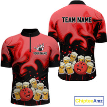 Load image into Gallery viewer, Funny Beer Bowling Shirts Red for Women Men Bowling Polo&amp;1/4 Zip Bowling League MBL252