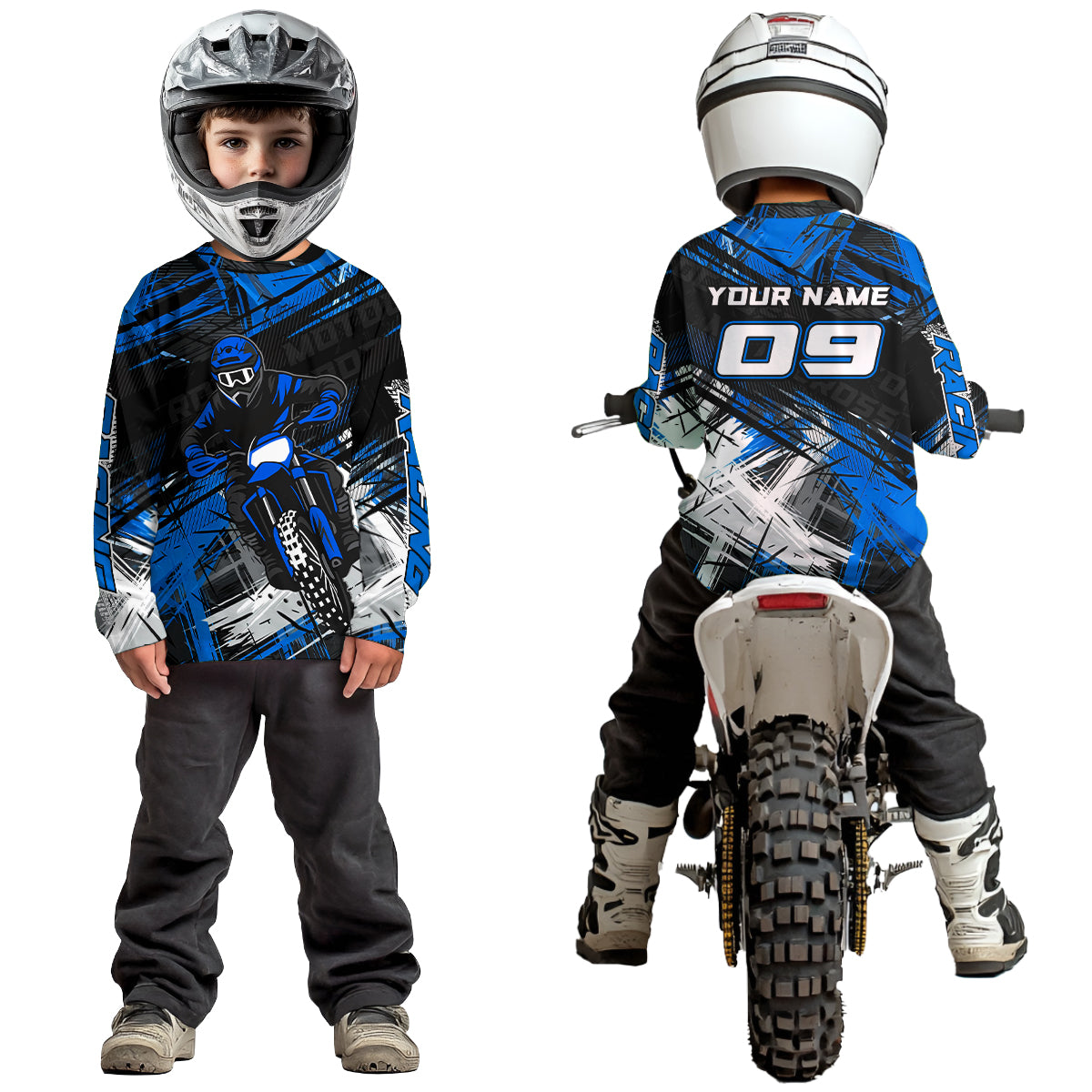 Blue Motocross Jersey for Men Kids Women Custom Dirt Bike Shirts Motorcycle Shirt XM496