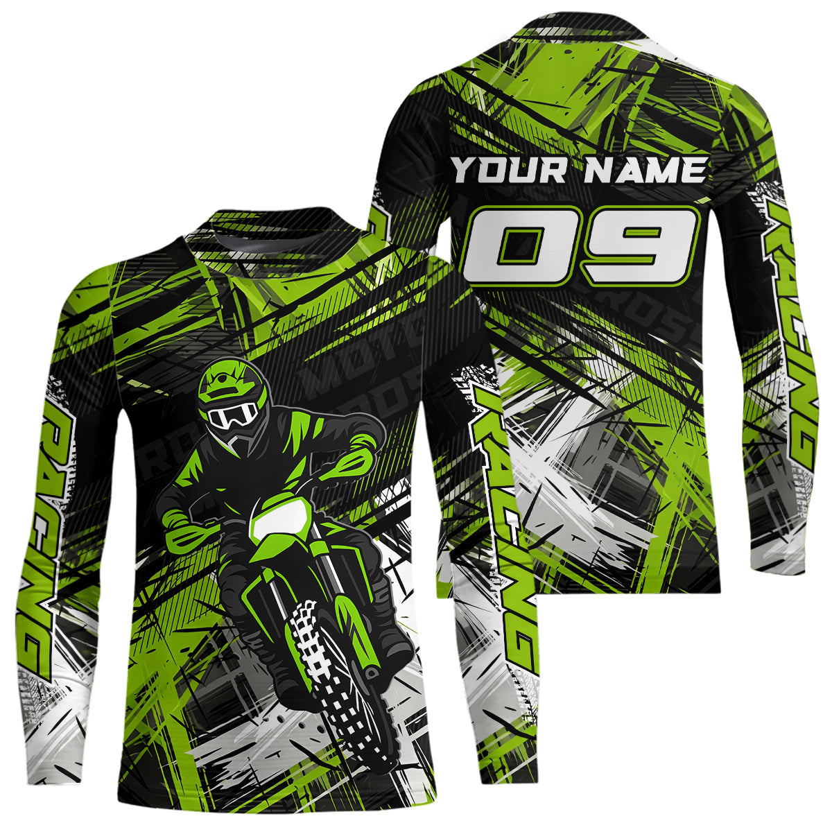 Green Motocross Jersey for Men Kids Women Custom Dirt Bike Shirts Motorcycle Shirt XM496