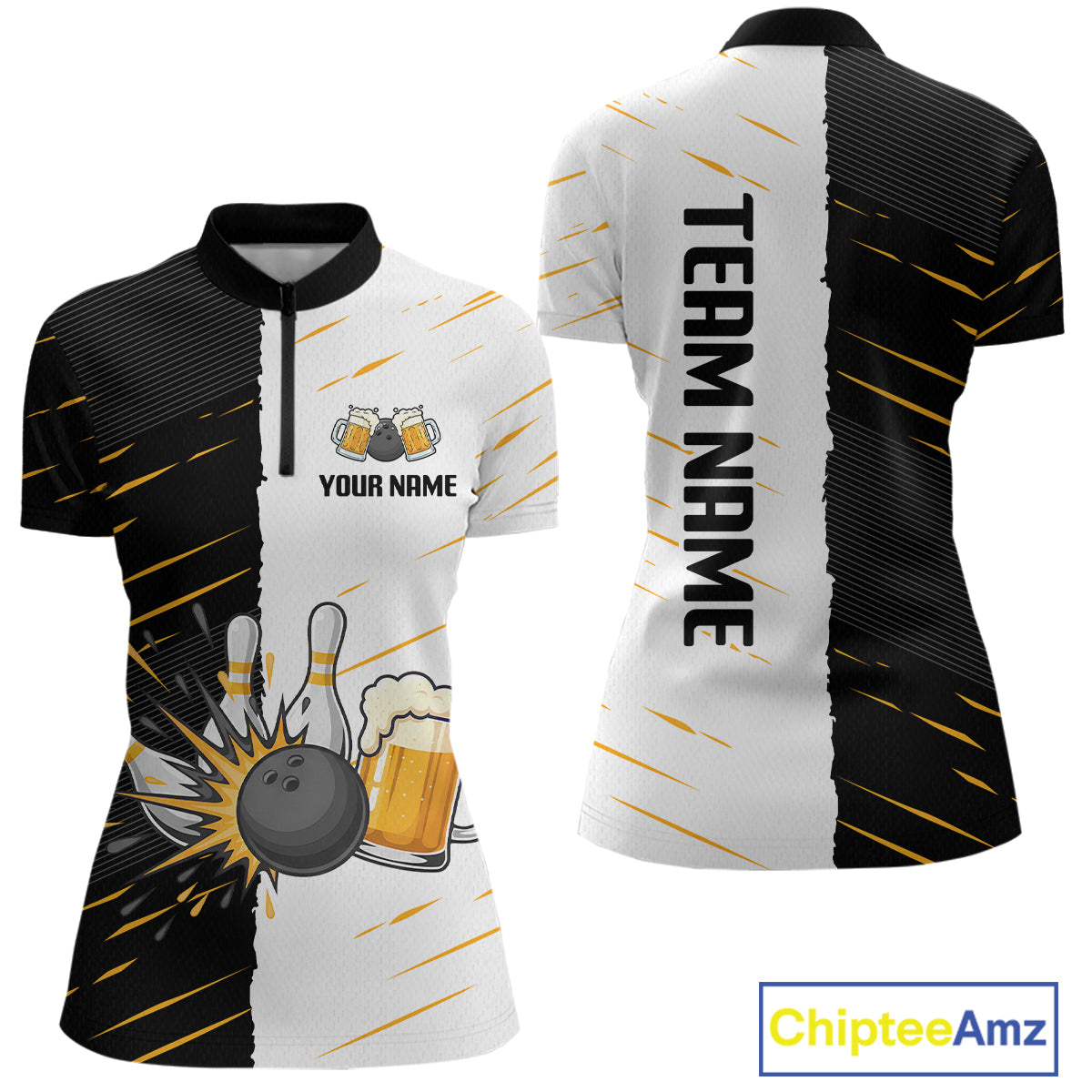 Beer Bowling Shirts Black&White Beer Bowling Jersey for Team Women Men Bowl League MBL259