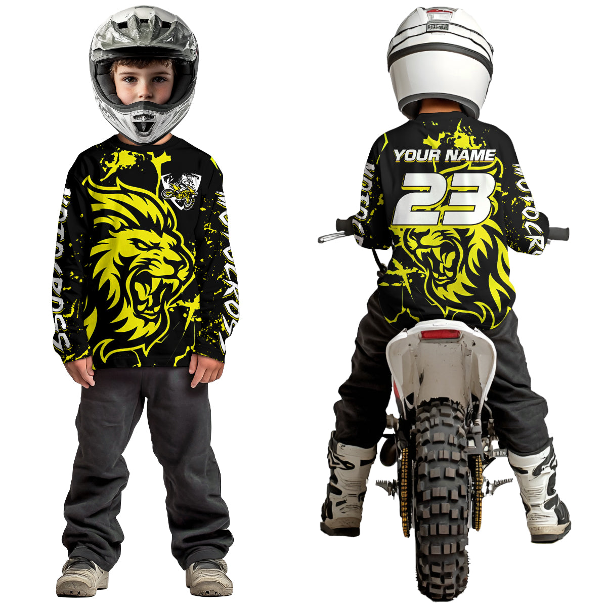 Yellow Lion Custom Motocross Racing Jersey Kid Women Men Dirt Bike Shirts Riding Shirt XM422
