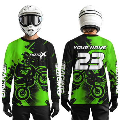 Green Motocross Jersey for Kid Women Men Personalized Dirt Bike Shirts Racing Shirt XM426