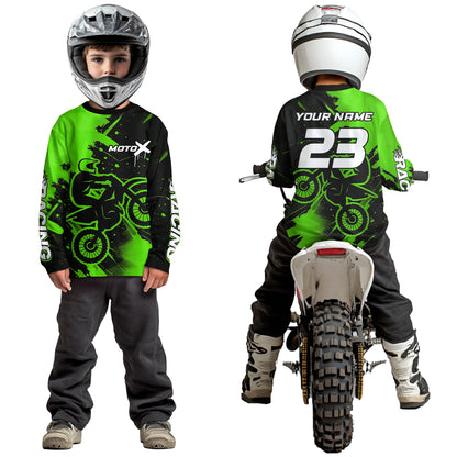 Green Motocross Jersey for Kid Women Men Personalized Dirt Bike Shirts Racing Shirt XM426