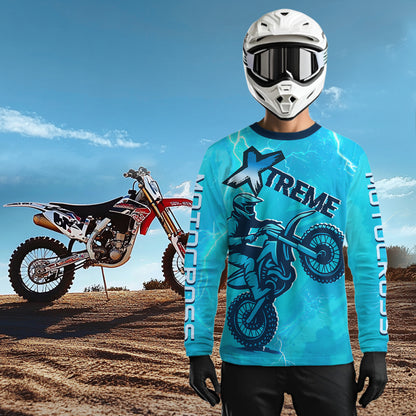 Lightning Blue Motocross Jersey for Kid Women Men Custom Dirt Bike Shirts Racing Shirt XM429