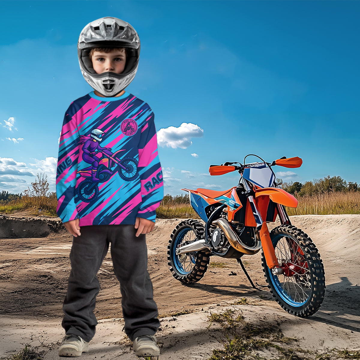 Pink and Blue Motocross Jersey Custom Men Women Kid Dirt Bike Shirts Riding Shirt XM439