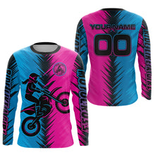 Load image into Gallery viewer, Pink and Blue Custom Motocross Jersey Men Women Kid Dirt Bike Shirts Motorcycle Shirt XM440