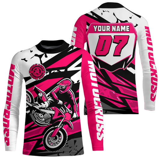 Pink Motocross Racing Jersey for Men Women Kid Custom Dirt Bike Shirts Riding Shirt XM446