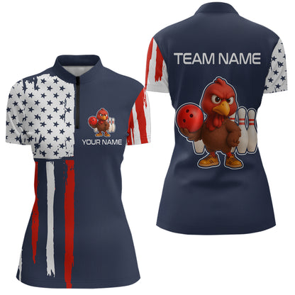 Patriotic Turkey Bowling Shirts for Women Men Team Bowling Jerseys for Thanksgiving MBL179