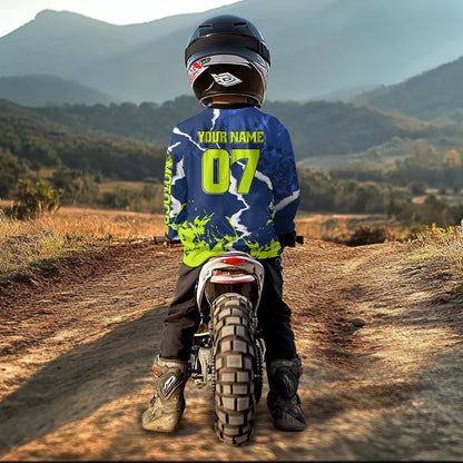 Lightning Motocross Jersey Custom Blue Dirt Bike Shirts Men Kid Women Off Road Jersey XM408