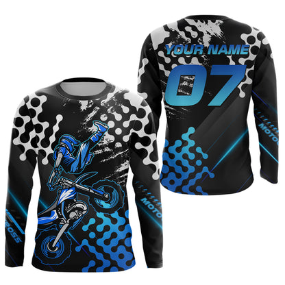 Blue Custom Motocross Racing Jersey for Women Kid Men Dirt Bike Shirts Off road Shirt XM476