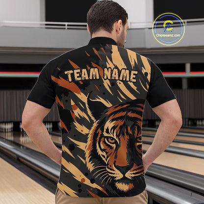 Tiger Bowling Shirts for Team Women Men Custom Tiger Bowling Polo & 1/4 Zip Shirt MBL183