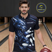 Load image into Gallery viewer, Wolf Bowling Shirts for Team Women Men Custom Blue Wolf Bowling Polo&amp;1/4 Zip MBL192