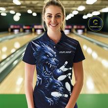 Load image into Gallery viewer, Wolf Bowling Shirts for Team Women Men Custom Blue Wolf Bowling Polo&amp;1/4 Zip MBL192