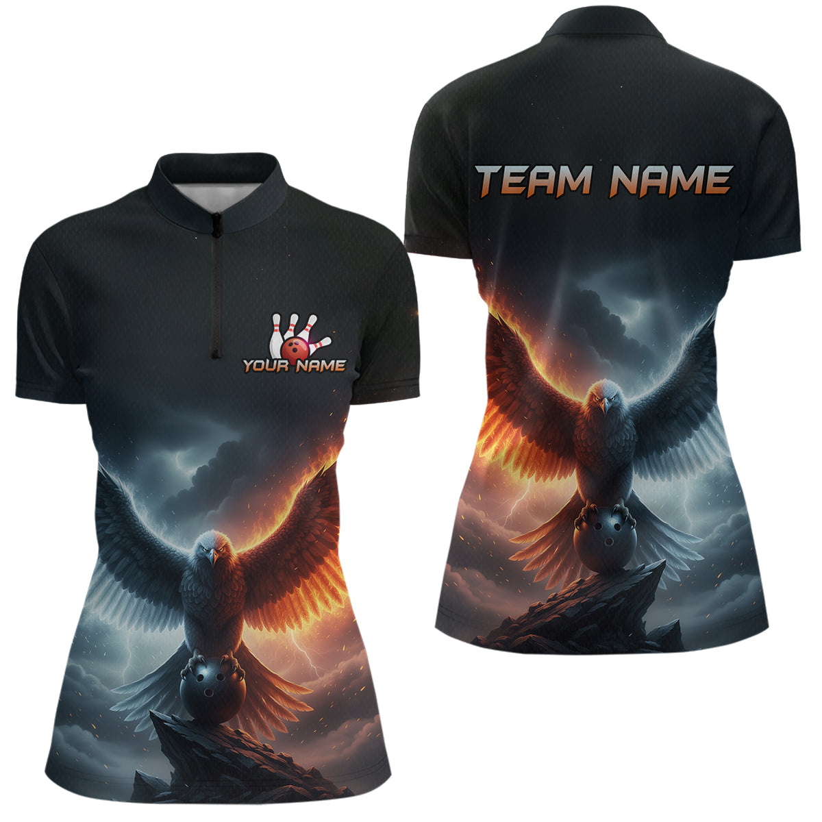 Eagle Bowling Shirts Team Women Men Custom Bowling Jersey Bowl Polo&1/4 Zip MBL240