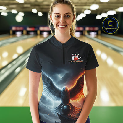 Eagle Bowling Shirts Team Women Men Custom Bowling Jersey Bowl Polo&1/4 Zip MBL240