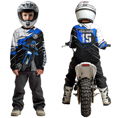 Blue Motocross Jersey Custom Dirt Bike Shirts for Men Kid Women Motorcycle Shirt XM488