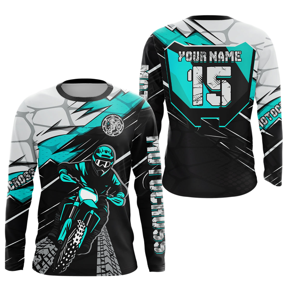 Turquoise Motocross Jersey Custom Dirt Bike Shirts for Men Kid Women Motorcycle Shirt XM488
