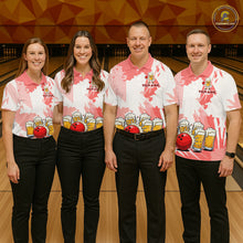 Load image into Gallery viewer, Beer Bowling Shirts Coral Pink for Team Women Men Custom Bowling Polo &amp; 1/4 Zip Shirt MBL245