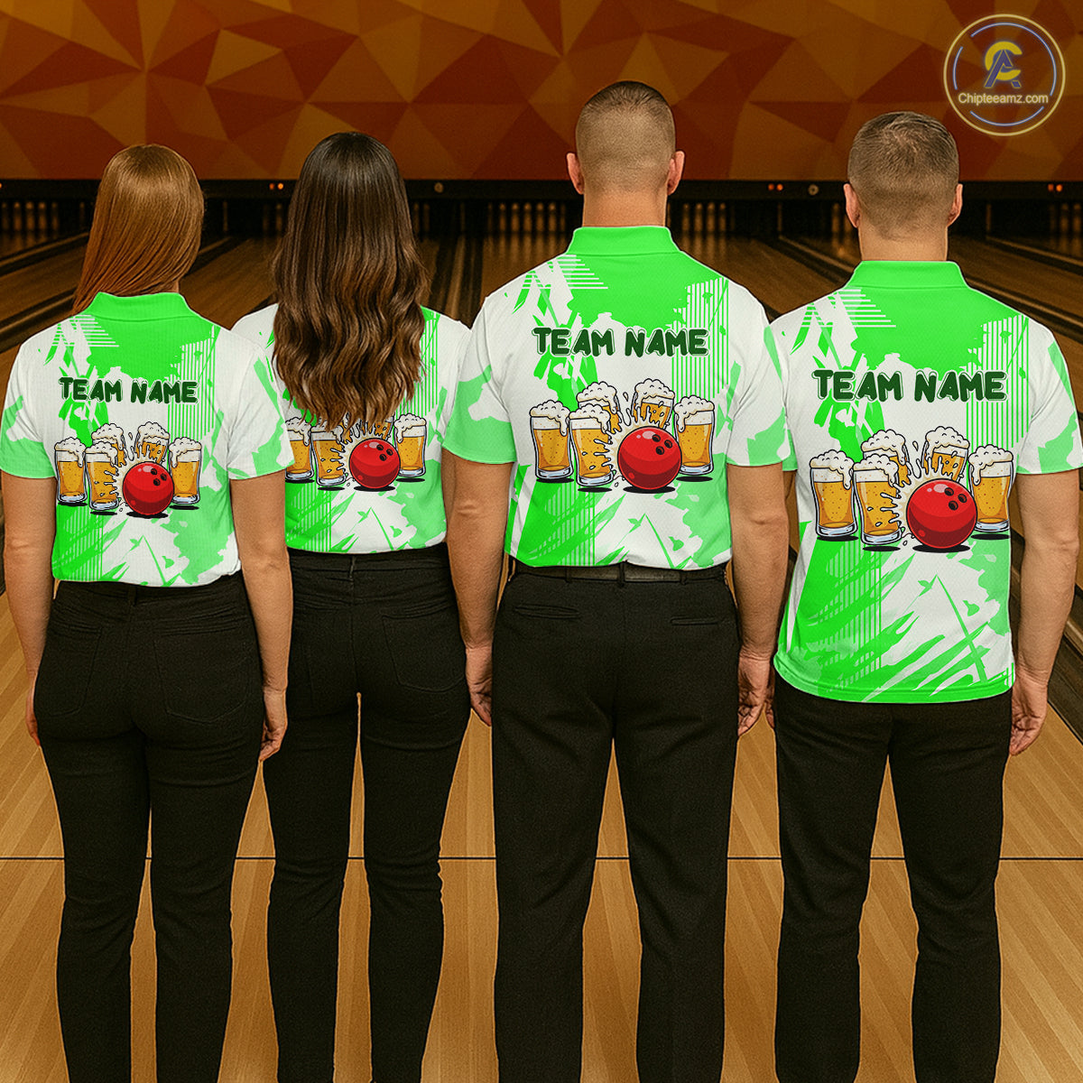 Beer Bowling Shirts Green for Team Women Men Custom Bowling Polo & 1/4 Zip Shirt MBL245