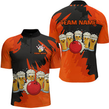 Load image into Gallery viewer, Funny Beer Bowling Shirts Orange for Women Men Team Bowling Polo &amp; 1/4 Zip Shirts MBL251