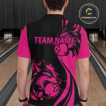 Load image into Gallery viewer, Pink Wolf Bowling Shirts for Team Men Women Custom Wolf Bowling Jerseys for Couples MBL197