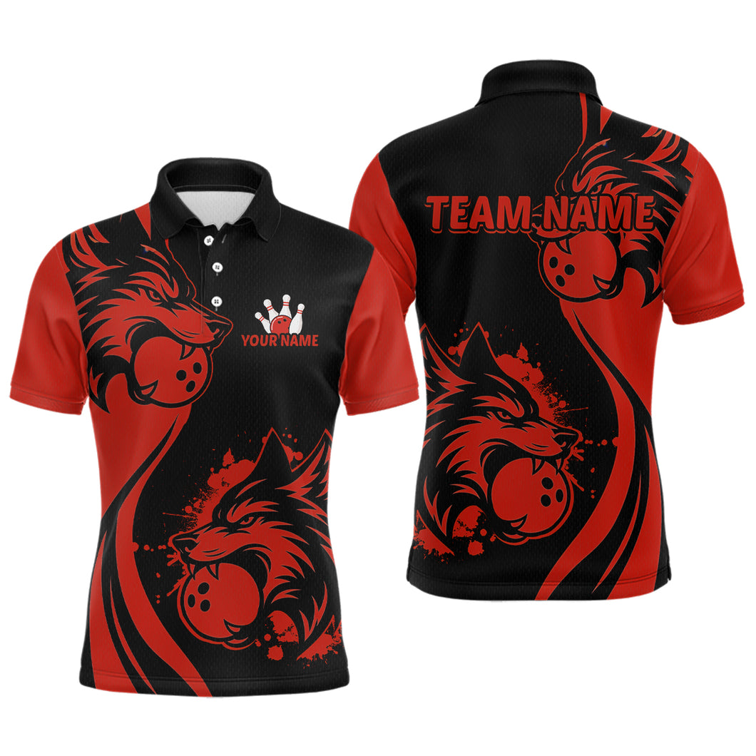 Red Wolf Bowling Shirts for Team Men Women Custom Wolf Bowling Jerseys for Couples MBL197