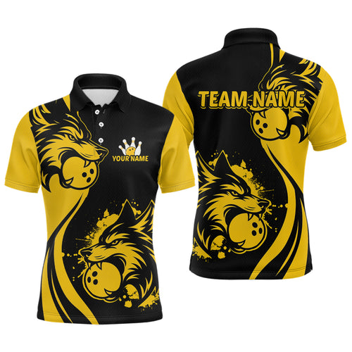 Yellow Wolf Bowling Shirts for Team Men Women Custom Wolf Bowling Jerseys for Couples MBL197