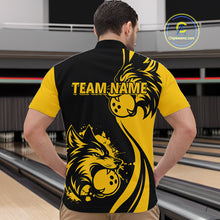 Load image into Gallery viewer, Yellow Wolf Bowling Shirts for Team Men Women Custom Wolf Bowling Jerseys for Couples MBL197