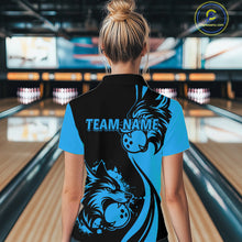 Load image into Gallery viewer, Blue Wolf Bowling Shirts for Team Men Women Custom Wolf Bowling Jerseys for Couples MBL197