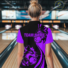 Load image into Gallery viewer, Purple Wolf Bowling Shirts for Team Men Women Custom Wolf Bowling Jerseys for Couples MBL197