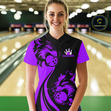 Load image into Gallery viewer, Purple Wolf Bowling Shirts for Team Men Women Custom Wolf Bowling Jerseys for Couples MBL197
