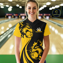 Load image into Gallery viewer, Yellow Wolf Bowling Shirts for Team Men Women Custom Wolf Bowling Jerseys for Couples MBL197