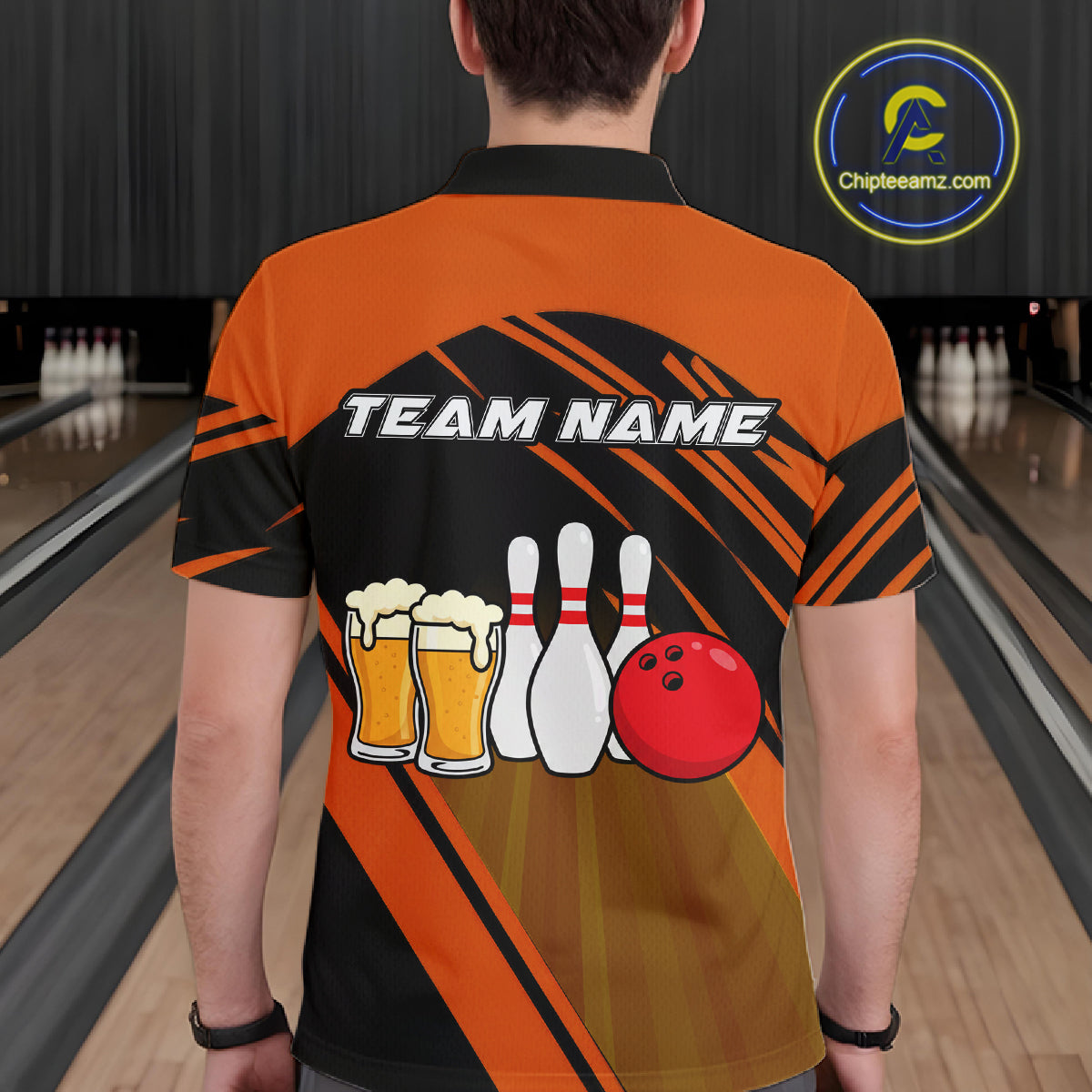Funny Beer Bowling Shirts Orange Bowling Jersey for Team Women Men Bowl League MBL261