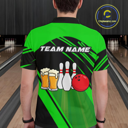 Funny Beer Bowling Shirts Green Bowling Jersey for Team Women Men Bowl League MBL261