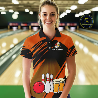 Funny Beer Bowling Shirts Orange Bowling Jersey for Team Women Men Bowl League MBL261