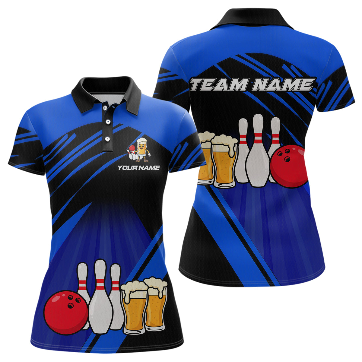 Funny Beer Bowling Shirts Blue Bowling Jersey for Team Women Men Bowl League MBL261