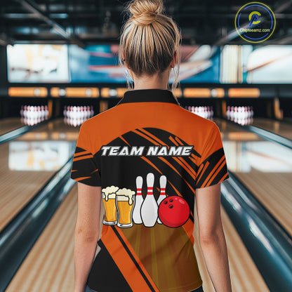Funny Beer Bowling Shirts Orange Bowling Jersey for Team Women Men Bowl League MBL261