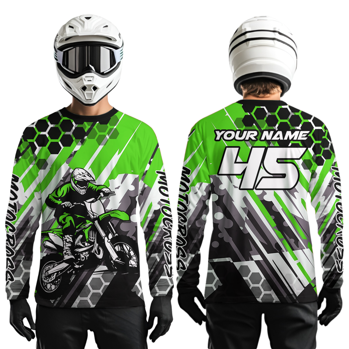 Green Motocross Racing Jersey Kid Women Men Custom Dirt Bike Shirts Riding Shirt XM423