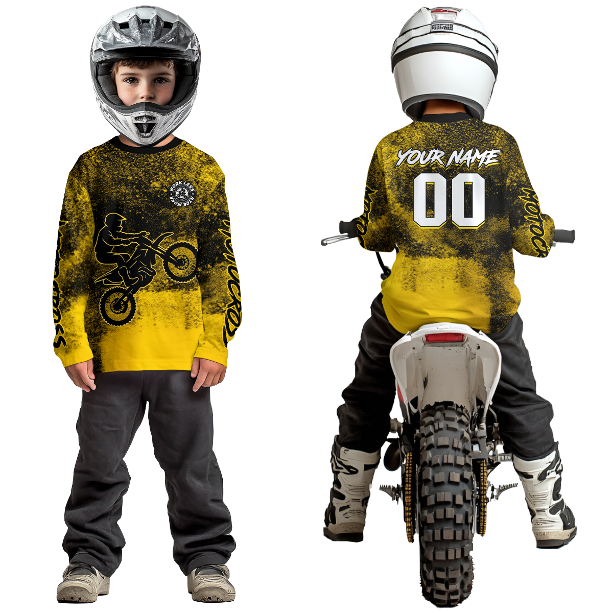 Yellow Motocross Jersey for Kid Women Men Custom Dirt Bike Shirts Racing Shirt XM430