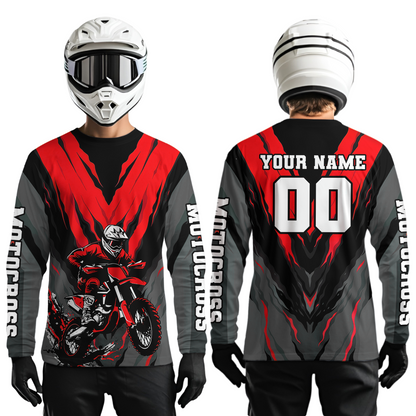 Custom Red Motocross Racing Jersey for Men Women Kid Dirt Bike Shirts Riding Shirt XM443