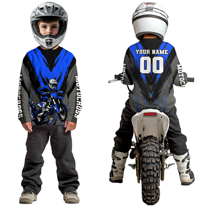 Custom Blue Motocross Racing Jersey for Men Women Kid Dirt Bike Shirts Riding Shirt XM443