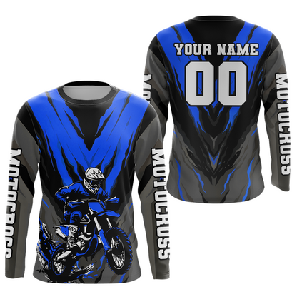 Custom Blue Motocross Racing Jersey for Men Women Kid Dirt Bike Shirts Riding Shirt XM443