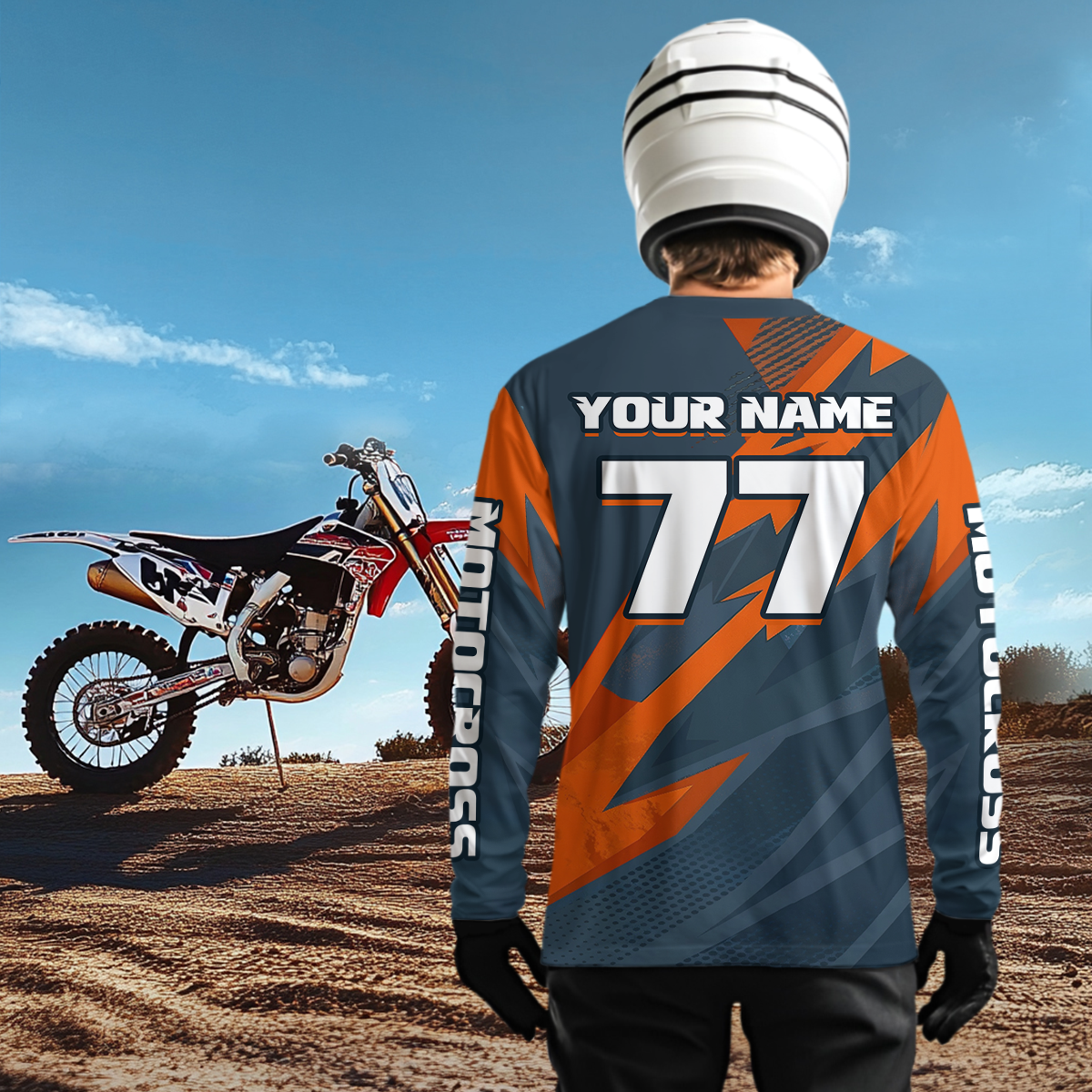 Orange&Blue Motocross Jersey Custom Men Women Kid Dirt Bike Motorcycle Racing Shirt XM450