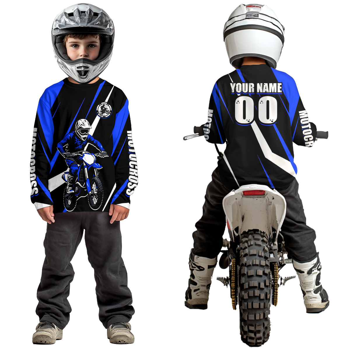 Blue Custom Motocross Racing Jersey Men Women Kid Dirt Bike Motorcycle Riding Shirt XM454