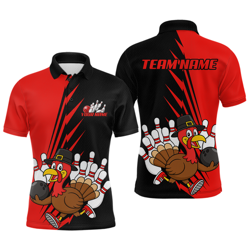 Red Turkey Bowling Shirts for Women Men Team Custom Bowling Jerseys Thanksgiving MBL180
