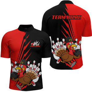 Red Turkey Bowling Shirts for Women Men Team Custom Bowling Jerseys Thanksgiving MBL180