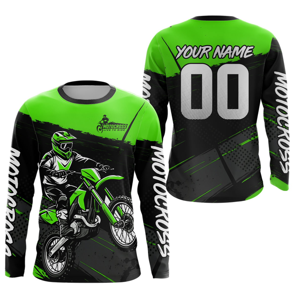 Green Motocross Jersey for Men Women Kid Dirt Bike Shirts Custom Off road Riding Shirt XM463