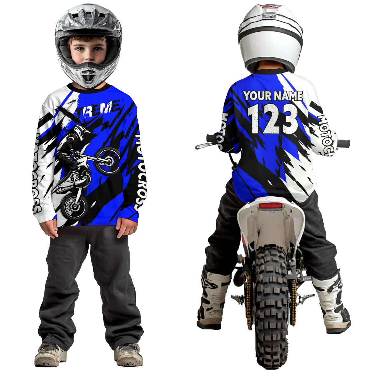 Custom Blue Motocross Racing Jersey Custom Women Kid Men Dirt Bike Off road Shirt XM472
